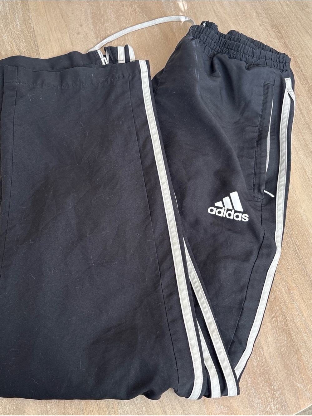 adidas Black Track Pants with White Stripes